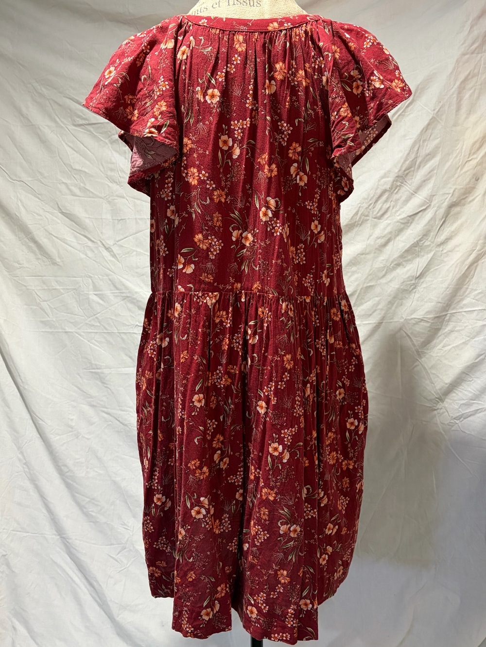 Old Navy Burgundy Floral V‑Neck Mini Dress - Picture 2 of 7